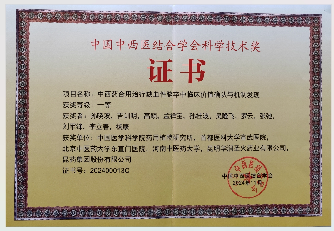 中国中西医结合学会科学技术奖